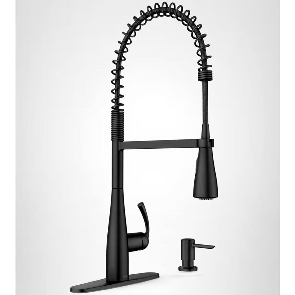 MOEN 87814BL Essie Spring Pulldown Kitchen Faucet w/ Power Clean In Matte Black